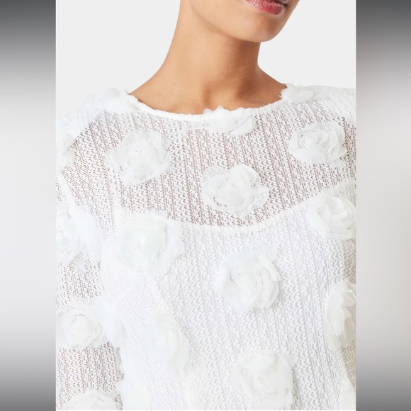 elliatt yara white 3d floral rosette sheer long sleeve mini bridal dress small - Picture 8 of 9